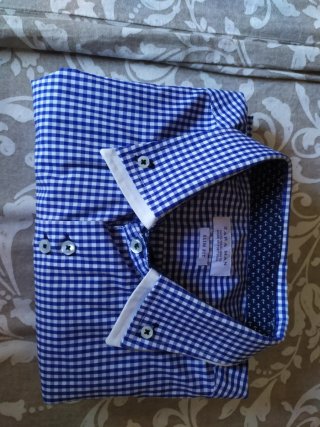 Camisa Zara Man Cuadros Azul Talla L 42