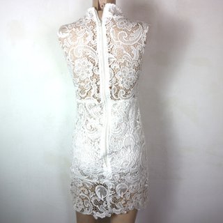 JEYKAY ABITO VESTITO PIZZO BIANCO TAGLIA S USATO
