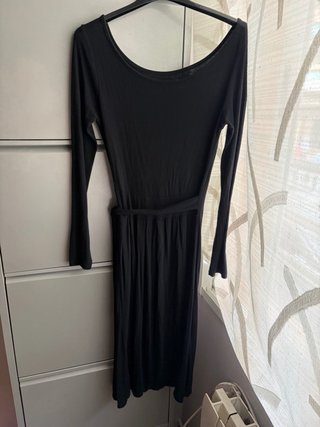 Vestido largo de viscosa negro