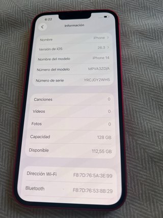 iPhone 14 128GB Rosso 89% Batteria