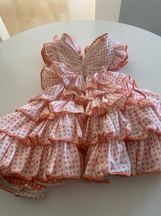 Vestido Flamenca Niña Lunares Naranja