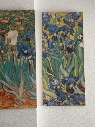 Tríptico lámina madera de los lirios de Van Gogh