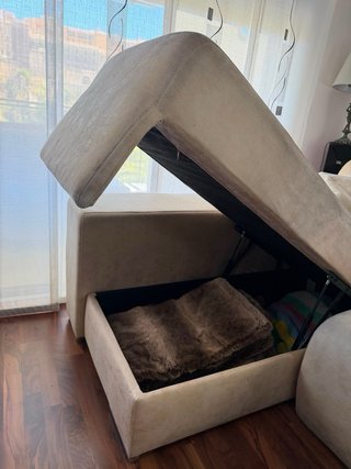 Sofá modular beige y marrón