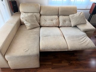 Sofá modular beige y marrón
