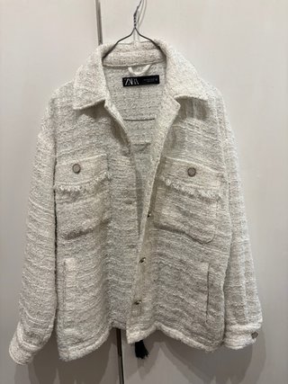 Abrigo Zara Blanco Talla S