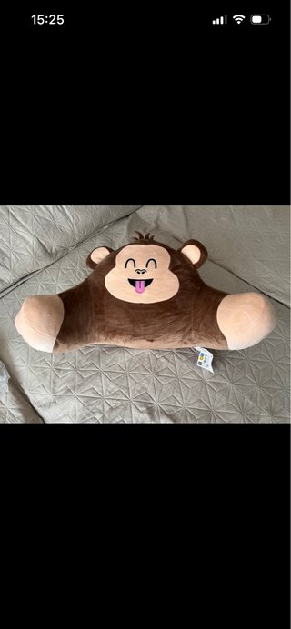 Cojín Peluche Respaldo Lectura Mono Marrón