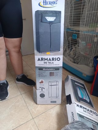 Armario de tela HERSIG gris 88x45x160cm