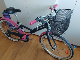 Bicicleta infantil rosa y azul 24 pulgadas