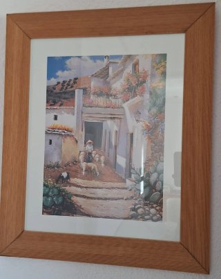 Cuadro Flores Beige y Blanco