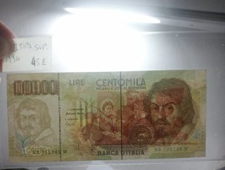 Biglietto 100.000 Lire Banca d'Italia Caravaggio