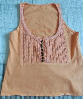 Top/Camiseta de tirantes naranja pastel con encaje