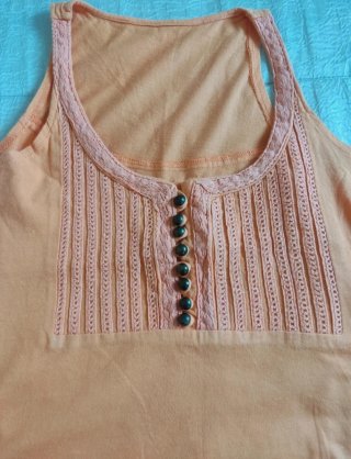 Top/Camiseta de tirantes naranja pastel con encaje