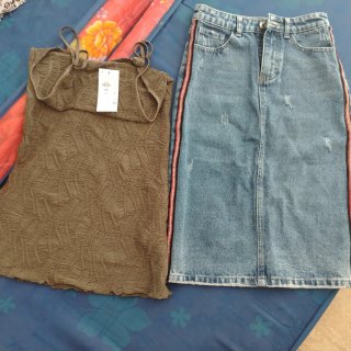Falda jeans  corta y vestido nuevo talla XS 34
