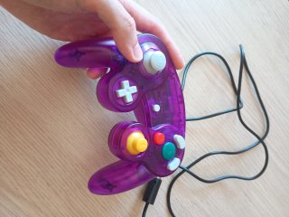 Mando Gamecube Morado Transparente