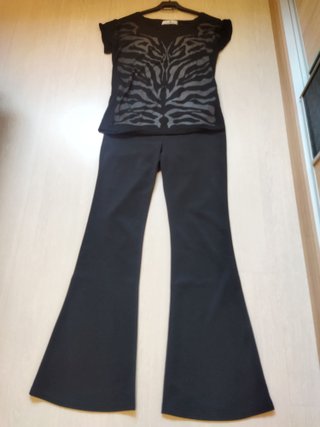 Pantalón campana negro Lili Sidonio Talla S