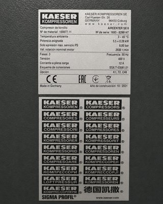 Compresor KAESER SX8 sobre depósito — 5,5 kW
