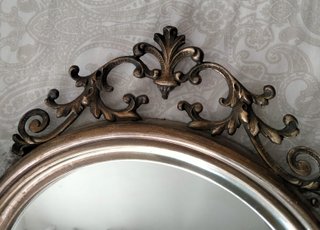 Espejo Vintage Luna de Plata Copete Orfebrado