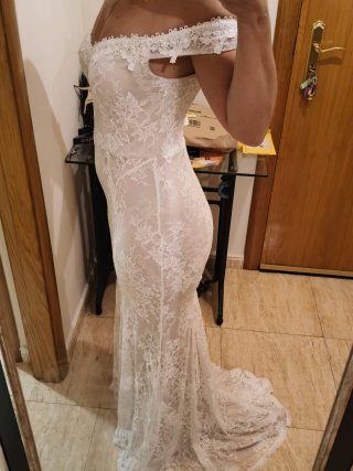 Vestido Novia encaje y corte sirena