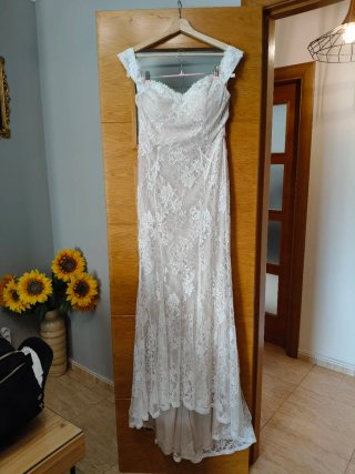 Vestido Novia encaje y corte sirena