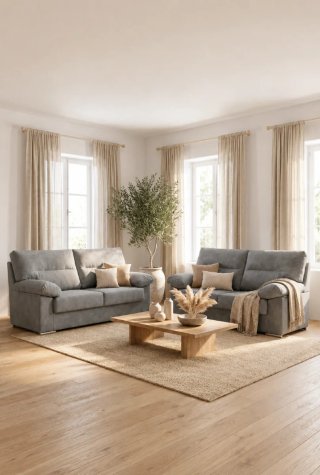 Sofá modular beige tela anti manchas