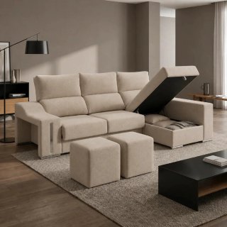 Sofá modular beige tela anti manchas
