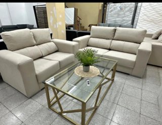 Sofá modular beige tela anti manchas