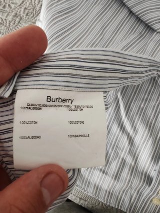 Camisa Burberry Rayas Gris y Blanca