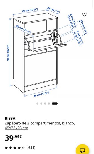 3 Zapateros Bissa Ikea Blancos