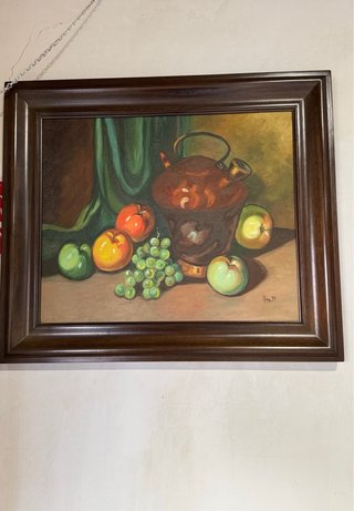 Cuadro Óleo Bodegón Frutas y Jarra