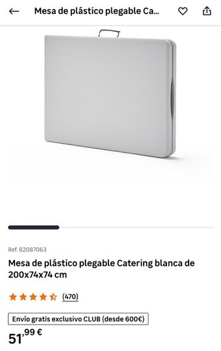 Mesa plegable Catering 200x74x74 cm y 2 sillas