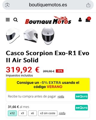 Casco Scorpion Exo-R1 Evo II Air Solid Blanco