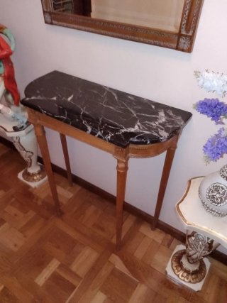 Mesa antigua madera y mármol