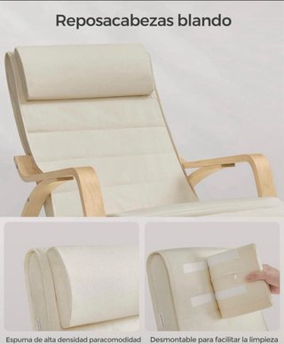Sillón Mecedora Beige SONGMICS con Reposapiés
