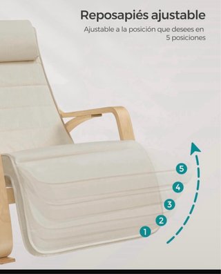 Sillón Mecedora Beige SONGMICS con Reposapiés