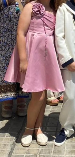 Vestido fiesta niña rosa con complementos