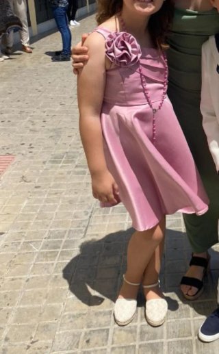 Vestido fiesta niña rosa con complementos