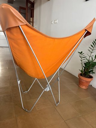 Silla Butterfly Cuero Marrón y Metal