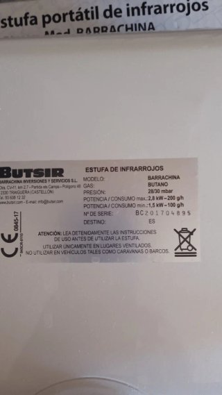 Estufa Butsir Barrachina 1500W/2800W