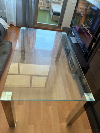 Mesa de comedor cristal y metal