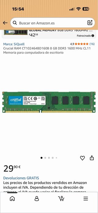 2x Crucial 8GB DDR3L-1600 UDIMM RAM