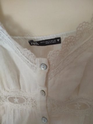 Top Zara Blanco Encaje
