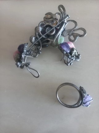 Conjunto Plata y Piedras Naturales