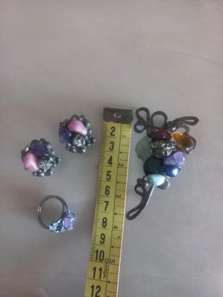 Conjunto Plata y Piedras Naturales