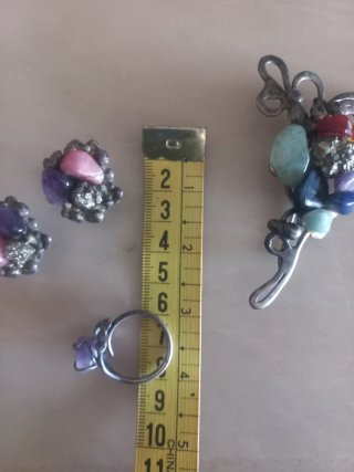 Conjunto Plata y Piedras Naturales