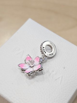 Pandora Charm Flor Rosa y Plata