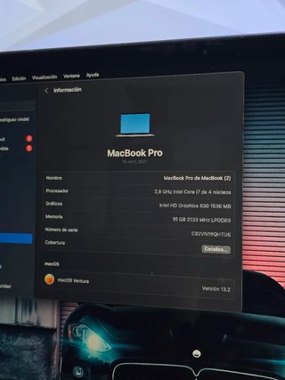 MacBook Pro 2017 Touch Bar Plata