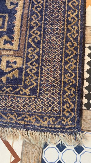 Tappeto Beluchi Vintage Lana Beige Blu
