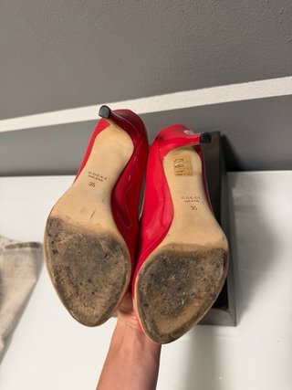 Scarpe Gucci peep toe rosse tacco 35