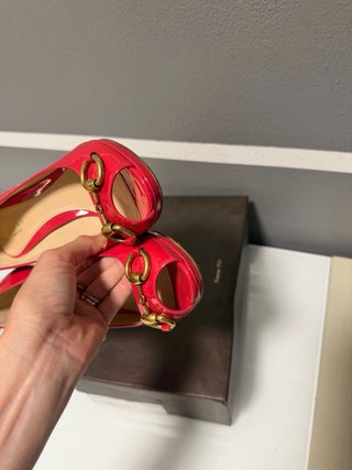 Scarpe Gucci peep toe rosse tacco 35