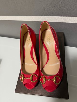 Scarpe Gucci peep toe rosse tacco 35